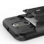 Противоударный двухкомпонентный силиконовый матовый непрозрачный чехол с поликарбонатными вставками экстрим защиты с встроенной ножкой-подставкой для Lenovo Moto G4