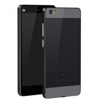 Двухкомпонентный чехол c металлическим бампером с поликарбонатной двухцветной накладкой и отверстием для логотипа для Xiaomi Mi Note  Черный