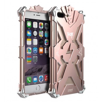 Цельнометаллический противоударный чехол из авиационного алюминия на винтах с мягкой внутренней защитной прослойкой для гаджета с прямым доступом к разъемам для Iphone 7 Plus Розовый