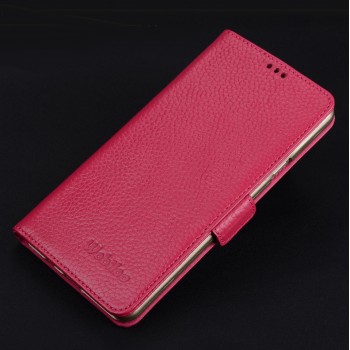 Кожаный чехол портмоне подставка (премиум нат. кожа) с крепежной застежкой для Iphone 7 Plus/8 Plus Розовый