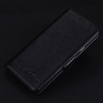 Кожаный чехол портмоне подставка (премиум нат. кожа) с крепежной застежкой для Iphone 7 Plus/8 Plus Черный