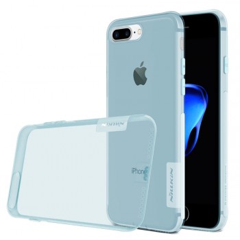 Силиконовый матовый полупрозрачный чехол с улучшенной защитой элементов корпуса (заглушки) для Iphone 7 Plus/8 Plus Голубой