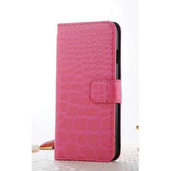 Чехол портмоне подставка текстура Крокодил на пластиковой основе на магнитной защелке для Iphone 7 Plus/8 Plus Розовый