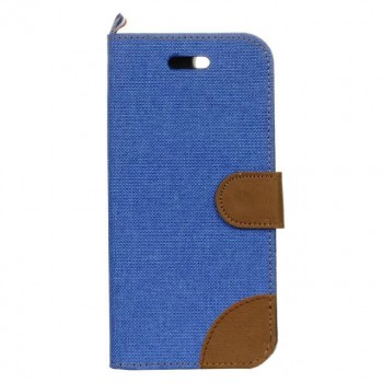 Чехол горизонтальная книжка подставка на силиконовой основе с отсеком для карт на дизайнерской магнитной защелке для Iphone 7 Plus  Синий