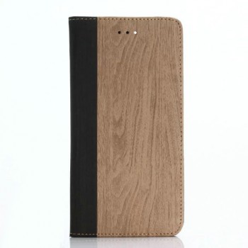 Чехол портмоне подставка текстура Дерево на пластиковой основе для Iphone 7 Plus/8 Plus Бежевый