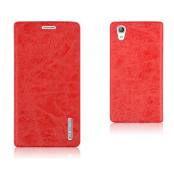 Винтажный чехол горизонтальная книжка подставка на силиконовой основе на присосках для Huawei Y6II  Красный