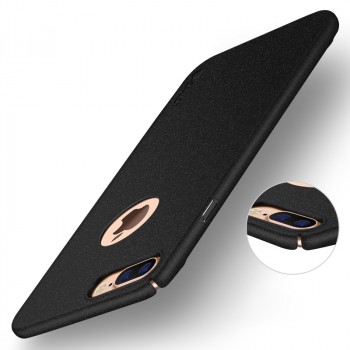 Пластиковый непрозрачный матовый чехол с повышенной шероховатостью для Iphone 7 Plus/8 Plus Черный