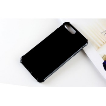 Силиконовый матовый полупрозрачный чехол с улучшенной защитой элементов корпуса (заглушки) для Iphone 7 Plus/8 Plus Черный