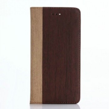 Чехол портмоне подставка текстура Дерево на пластиковой основе для Iphone 7  Красный