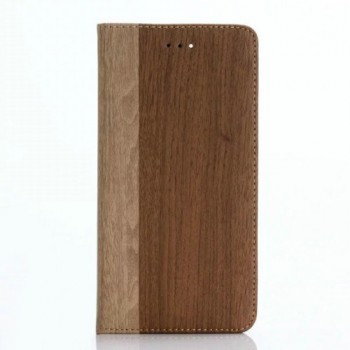 Чехол портмоне подставка текстура Дерево на пластиковой основе для Iphone 7  Коричневый