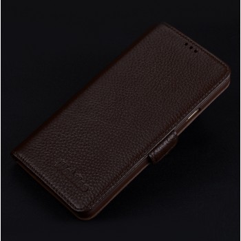 Кожаный чехол портмоне подставка (премиум нат. кожа) с крепежной застежкой для Iphone 7/8 Коричневый