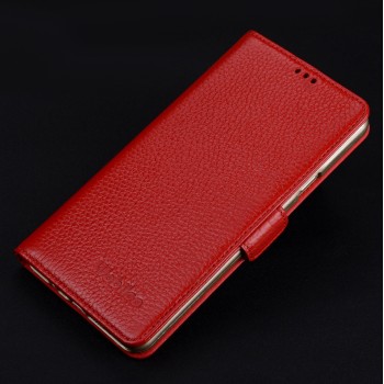 Кожаный чехол портмоне подставка (премиум нат. кожа) с крепежной застежкой для Iphone 7/8 Красный