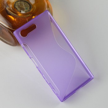 Силиконовый матовый полупрозрачный чехол с дизайнерской текстурой S для Sony Xperia X Compact  Фиолетовый