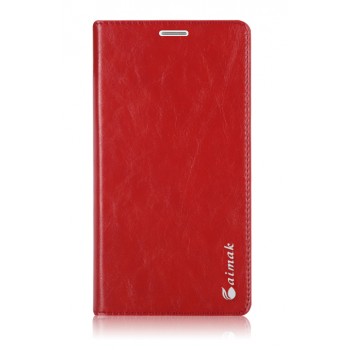 Вощеный чехол горизонтальная книжка подставка на пластиковой основе на присосках для Huawei Y6II  Красный