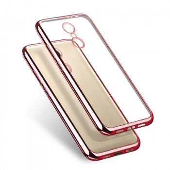 Силиконовый глянцевый полупрозрачный чехол с текстурным покрытием Металлик для Xiaomi RedMi Note 4 Розовый