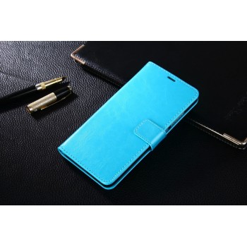 Глянцевый водоотталкивающий чехол портмоне подставка для Xiaomi RedMi Note 4 с магнитной защелкой и отделениями для карт Голубой