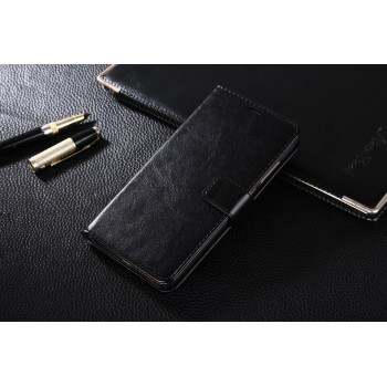 Глянцевый водоотталкивающий чехол портмоне подставка для Xiaomi RedMi Note 4 с магнитной защелкой и отделениями для карт Черный