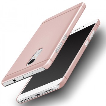 Пластиковый непрозрачный матовый металлик чехол для Xiaomi RedMi Note 4  Розовый