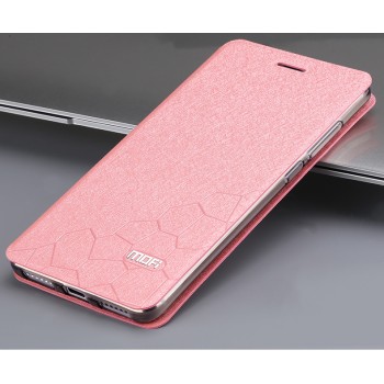 Чехол флип подставка текстура Соты на силиконовой основе для Xiaomi RedMi Note 4 Розовый