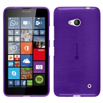 Силиконовый матовый полупрозрачный чехол с текстурным покрытием Металлик для Microsoft Lumia 640  Фиолетовый