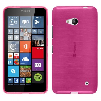 Силиконовый матовый полупрозрачный чехол с текстурным покрытием Металлик для Microsoft Lumia 640  Пурпурный