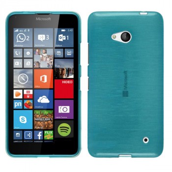 Силиконовый матовый полупрозрачный чехол с текстурным покрытием Металлик для Microsoft Lumia 640  Голубой