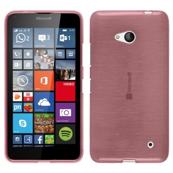 Силиконовый матовый полупрозрачный чехол с текстурным покрытием Металлик для Microsoft Lumia 640  Розовый