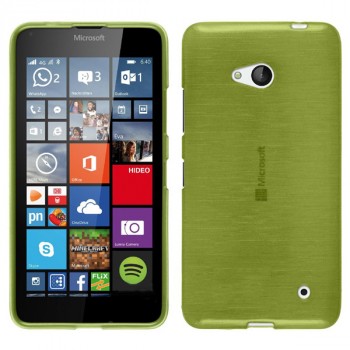 Силиконовый матовый полупрозрачный чехол с текстурным покрытием Металлик для Microsoft Lumia 640  Зеленый