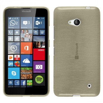 Силиконовый матовый полупрозрачный чехол с текстурным покрытием Металлик для Microsoft Lumia 640  Серый