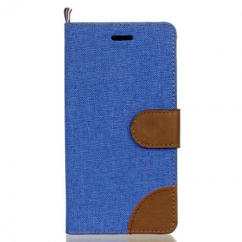 Чехол горизонтальная книжка подставка текстура Ткань на силиконовой основе с отсеком для карт с на дизайнерской магнитной защелке для LG K7  Синий