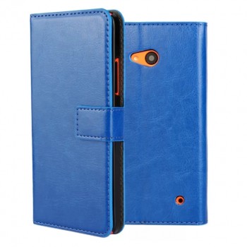 Винтажный чехол портмоне подставка на пластиковой основе на магнитной защелке для Microsoft Lumia 640  Синий