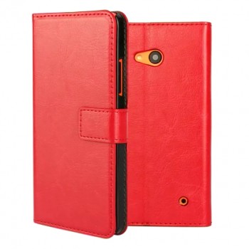 Винтажный чехол портмоне подставка на пластиковой основе на магнитной защелке для Microsoft Lumia 640  Красный