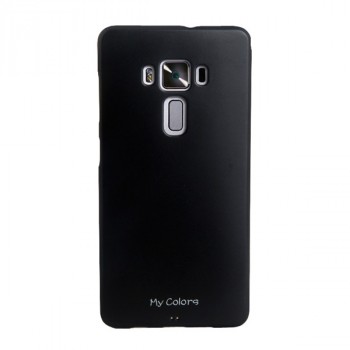 Силиконовый чехол накладка для Asus ZenFone 3 Deluxe с текстурой кожи Черный