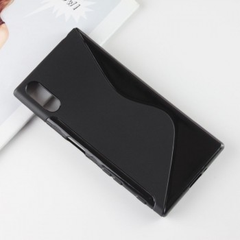 Силиконовый матовый полупрозрачный чехол с нескользящими гранями и дизайнерской текстурой S для Sony Xperia XZ/XZs Черный