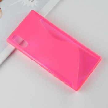 Силиконовый матовый полупрозрачный чехол с нескользящими гранями и дизайнерской текстурой S для Sony Xperia XZ/XZs Розовый