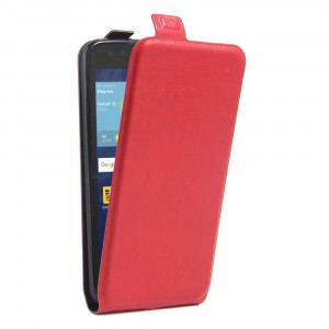 Чехол вертикальная книжка на силиконовой основе с отсеком для карт на магнитной защелке для LG K7 Красный