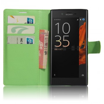 Чехол портмоне подставка на силиконовой основе на магнитной защелке для Sony Xperia XZ/XZs Зеленый