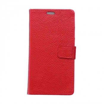 Кожаный чехол портмоне подставка на силиконовой основе с зерновой текстурой на магнитной защелке для Alcatel Pixi 4 (5) 5010D Красный