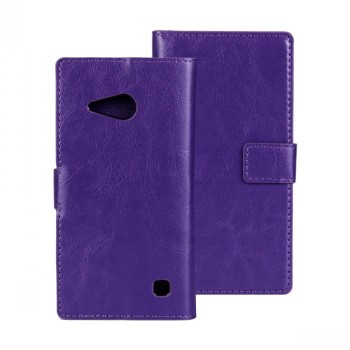 Глянцевый водоотталкивающий чехол портмоне подставка на пластиковой основе на магнитной защелке для Nokia Lumia 730/735  Фиолетовый