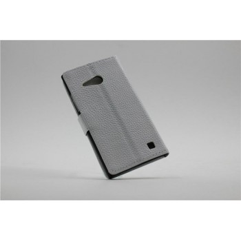 Кожаный чехол портмоне подставка на пластиковой основе на магнитной защелке для Nokia Lumia 730/735  Белый