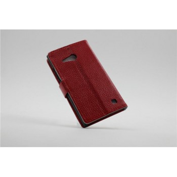 Кожаный чехол портмоне подставка на пластиковой основе на магнитной защелке для Nokia Lumia 730/735  Красный