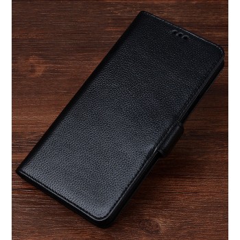 Кожаный чехол портмоне подставка (премиум нат. кожа) с крепежной застежкой для Sony Xperia XZ/XZs Черный