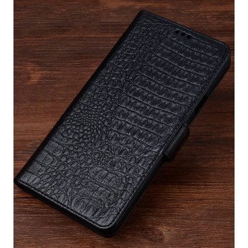 Кожаный чехол портмоне подставка (премиум нат. кожа крокодила) с крепежной застежкой для Sony Xperia XZ/XZs