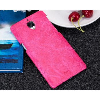 Чехол накладка текстурная отделка Кожа для OnePlus 3  Розовый