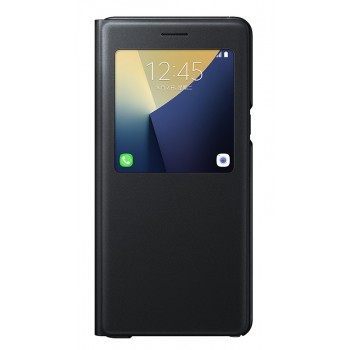Оригинальный кожаный чехол горизонтальная книжка подставка (премиум нат. кожа) с окном вызова для Samsung Galaxy Note 7 Черный