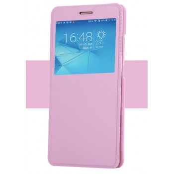 Чехол флип на пластиковой основе с окном вызова для Huawei P9 Lite  Розовый