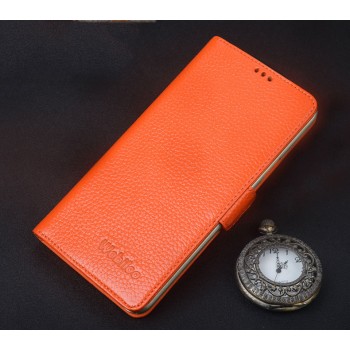 Кожаный чехол портмоне подставка (премиум нат. кожа) с крепежной застежкой для ZTE Nubia Z11 Оранжевый