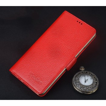Кожаный чехол портмоне подставка (премиум нат. кожа) с крепежной застежкой для ZTE Nubia Z11 Красный