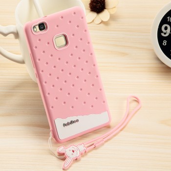 Силиконовый матовый непрозрачный дизайнерский фигурный чехол для Huawei P9 Lite Розовый