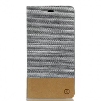 Чехол горизонтальная книжка подставка на силиконовой основе с тканевым покрытием и отсеком для карт для Huawei P9 Lite